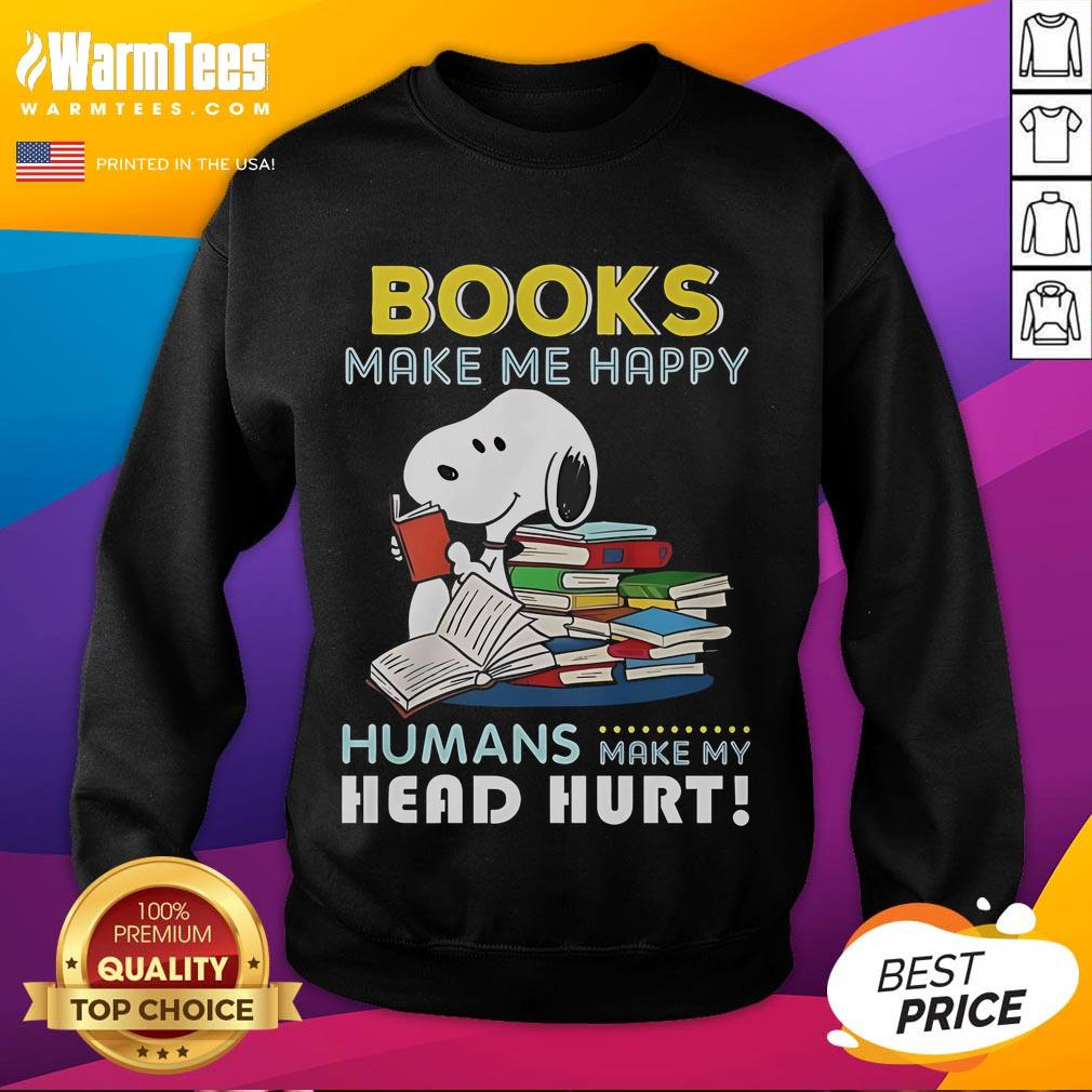 Official Snoopy Book Makes Me Happy T-Shirt - Image 5