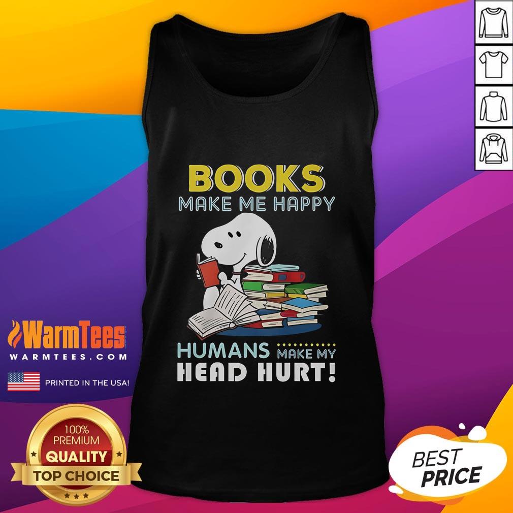 Official Snoopy Book Makes Me Happy T-Shirt - Image 4