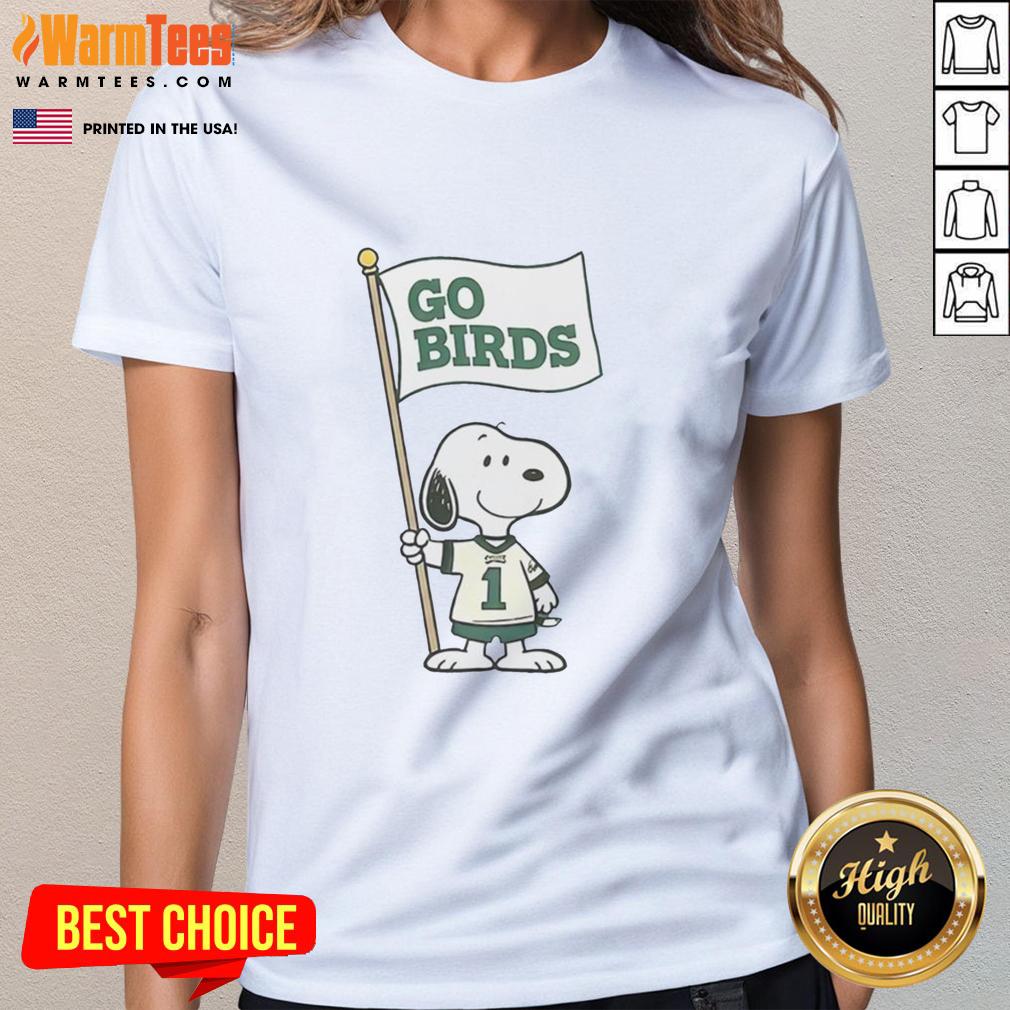 Official Snoopy X Philadelphia Eagles Football Go Birds Flag Retro T-Shirt - Image 3