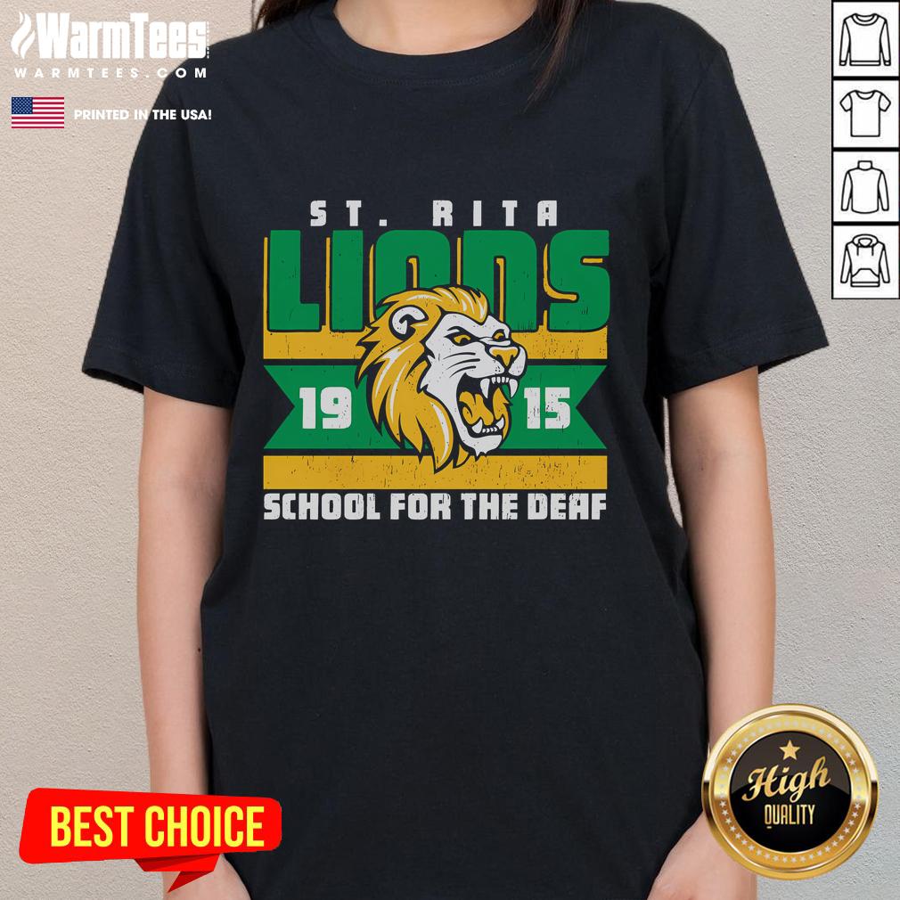 Official St Rita School For The Deaf Lions 19 15 T-Shirt - Image 3