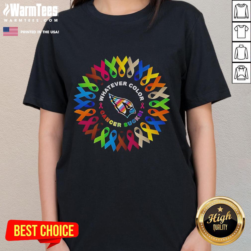 Official St. Louis Cardinals Whatever Color Cancer Sucks T-Shirt - Image 3