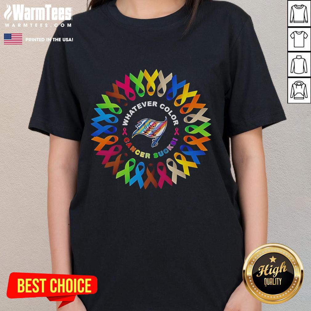 Official Tampa Bay Buccaneers Whatever Color Cancer Sucks T-Shirt - Image 3