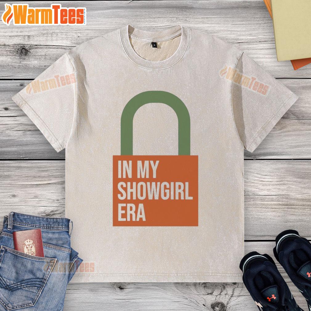 Official Taylor In My Showgirl Era Orange Lock T-Shirt - Image 6