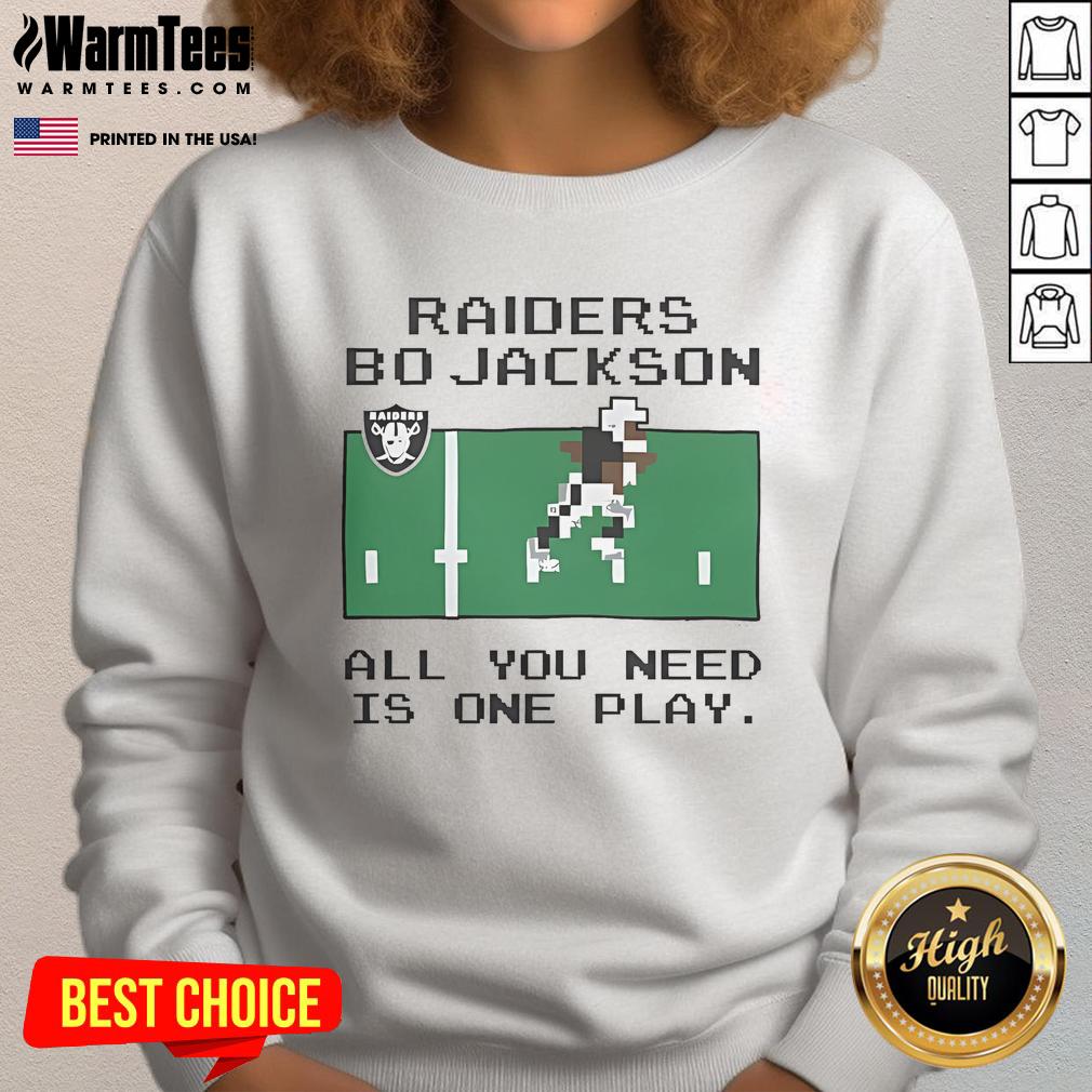 Official Tecmo Bowl Raiders Bo Jackson All You Need Is One Play One Play T-Shirt - Image 5