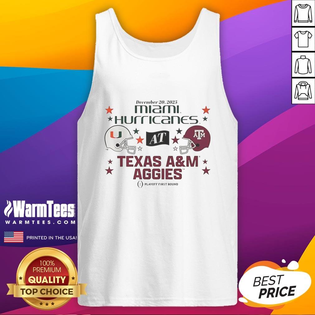 Official Texas A&M Aggies Vs Miami Hurricanes 2025 Cfp First Round Matchup Helmet T-Shirt - Image 4