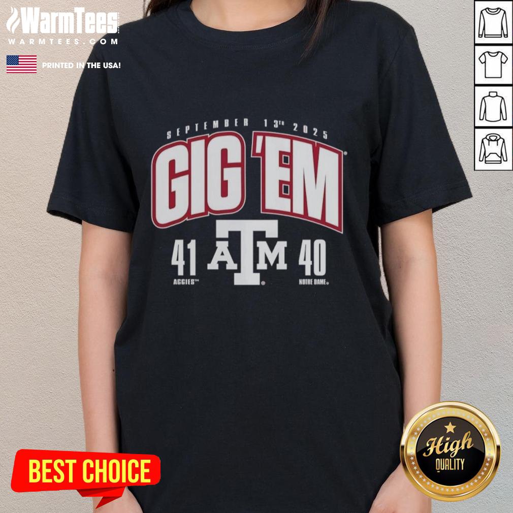 Official Texas A&M Aggies Vs Notre Dame Fighting Irish 2025 Score T-Shirt - Image 3