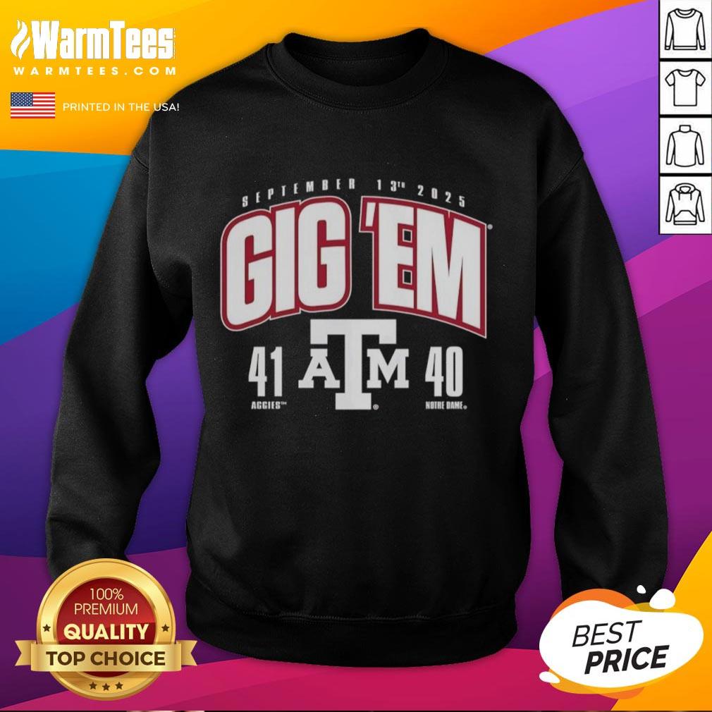 Official Texas A&M Aggies Vs Notre Dame Fighting Irish 2025 Score T-Shirt - Image 5