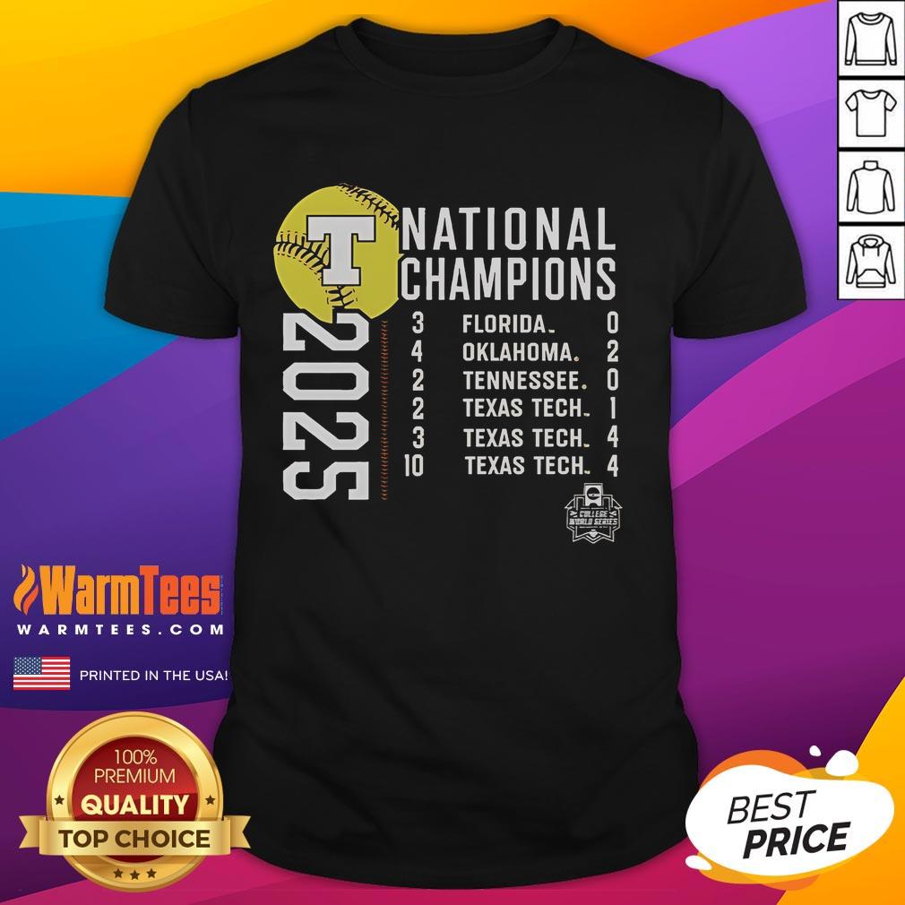Official Texas Longhorns 2025 NCAA Softball Women's College World Series Champions Schedule T-Shirt