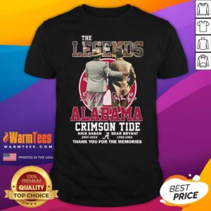 Official The Legends Alabama Crimson Tide Thank You For The Memories T-Shirt