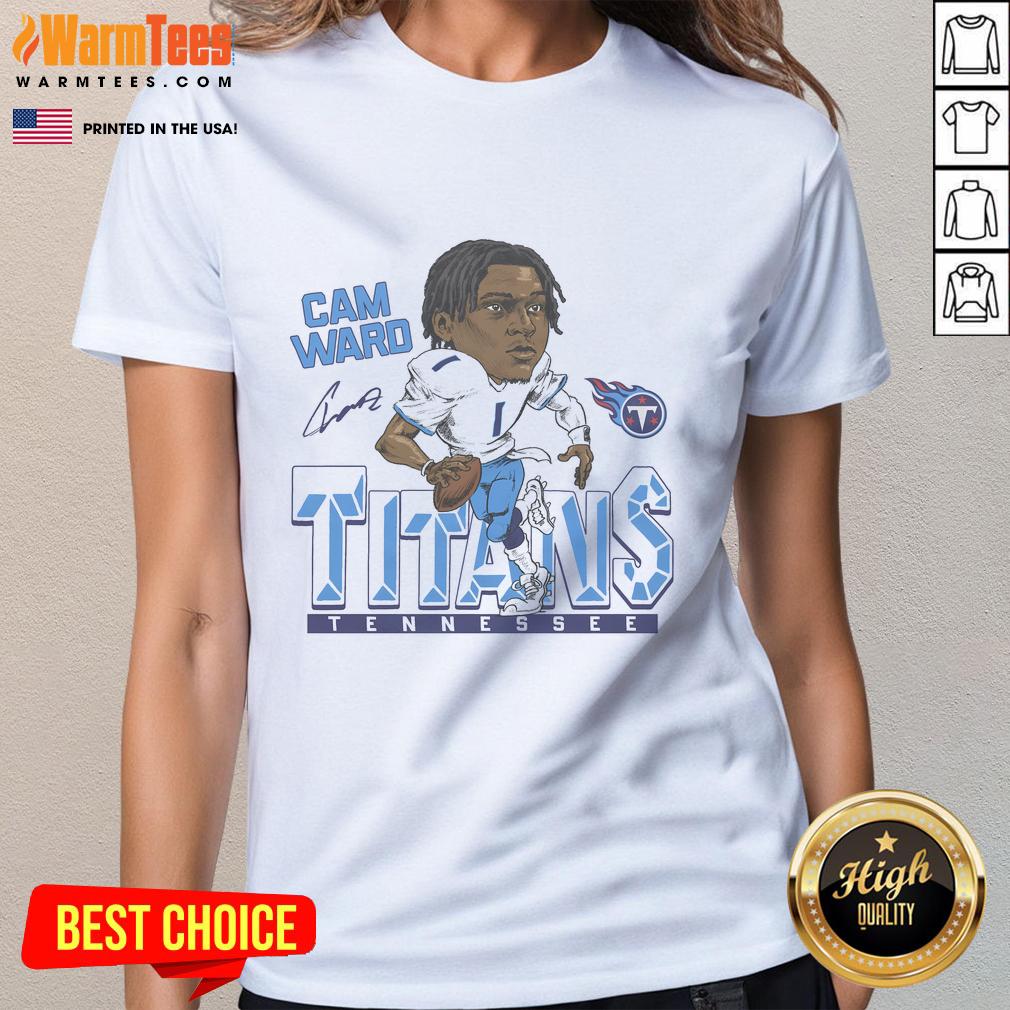 Official Titans Cam Ward Signature NFL Football Player Cartoon T-Shirt - Image 3