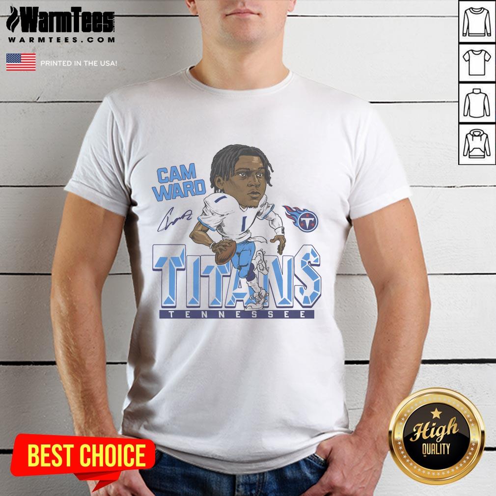 Official Titans Cam Ward Signature NFL Football Player Cartoon T-Shirt