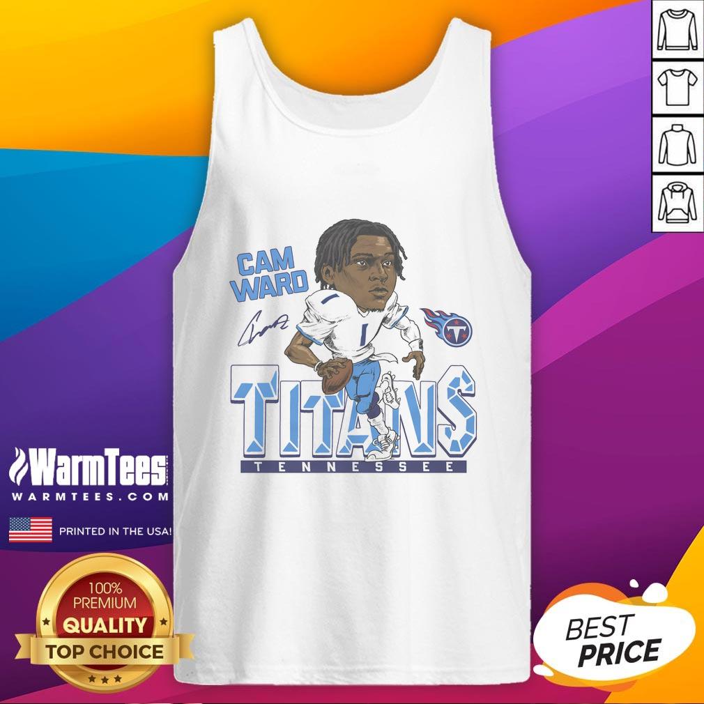 Official Titans Cam Ward Signature NFL Football Player Cartoon T-Shirt - Image 4
