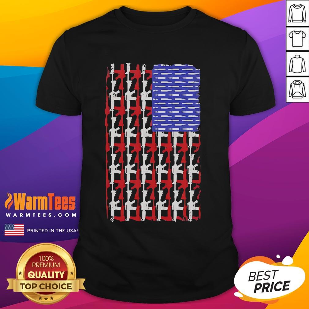 Official USA Guns And Bullets Flag T-Shirt
