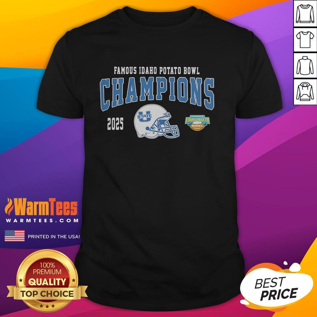 Official Utah State Aggies 2025 Famous Idaho Potato Bowl Champions Helmet T-Shirt