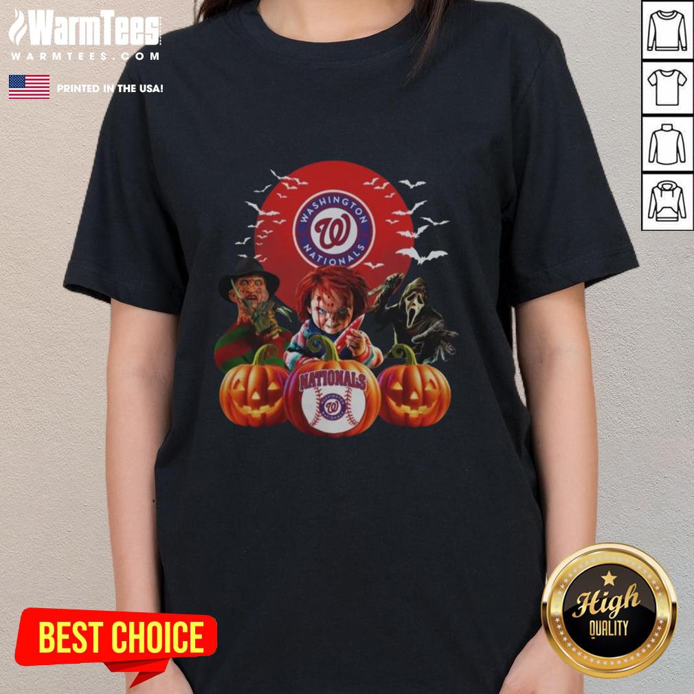 Official Washington Nationals MLB Horror Movie Halloween T-Shirt - Image 3