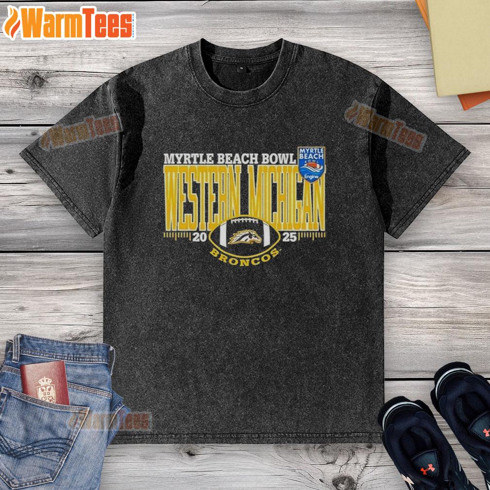 Official Western Michigan Broncos 2025 Myrtle Beach Bowl Logo T-Shirt - Image 6