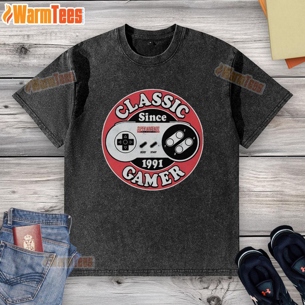 Original Classic Gamer Since 1991 Super Nintendo T-Shirt - Image 6