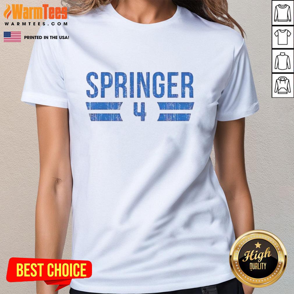 Original George Springer Toronto Blue Jays Baseball 2025 Number 4 T-Shirt - Image 3