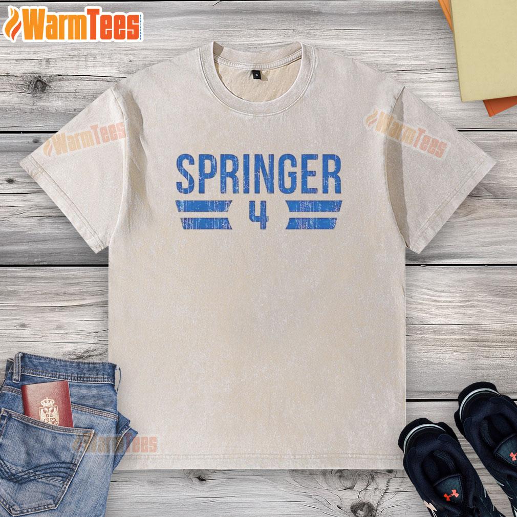 Original George Springer Toronto Blue Jays Baseball 2025 Number 4 T-Shirt - Image 6