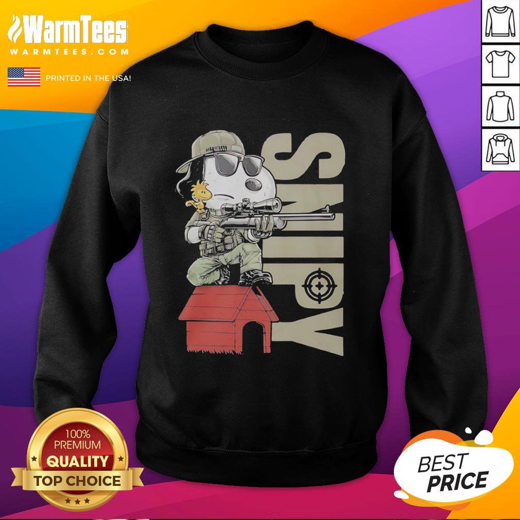 Original Snoopy Sniper And Woodstock Sitting On Doghouse T-Shirt - Image 5