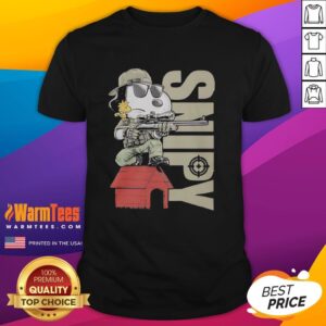 Original Snoopy Sniper And Woodstock Sitting On Doghouse T-Shirt
