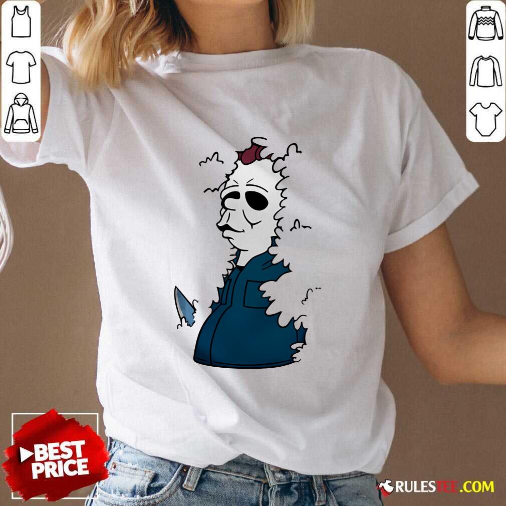 Original The Simpson Michael Myers He's Watching Halloween T-Shirt - Image 2