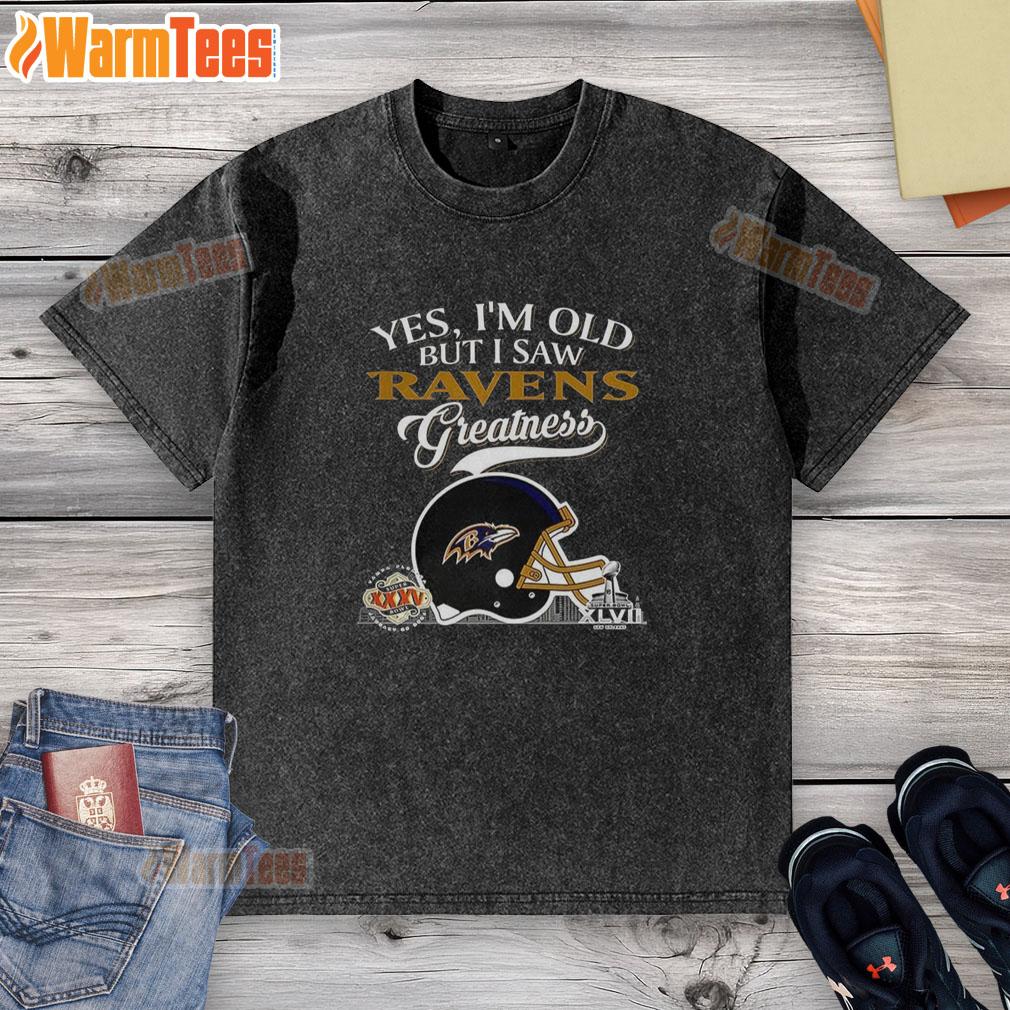 Original Yes I'm Old But I Saw Baltimore Ravens Greatness Super Bowl Helmet Skyline T-Shirt - Image 6