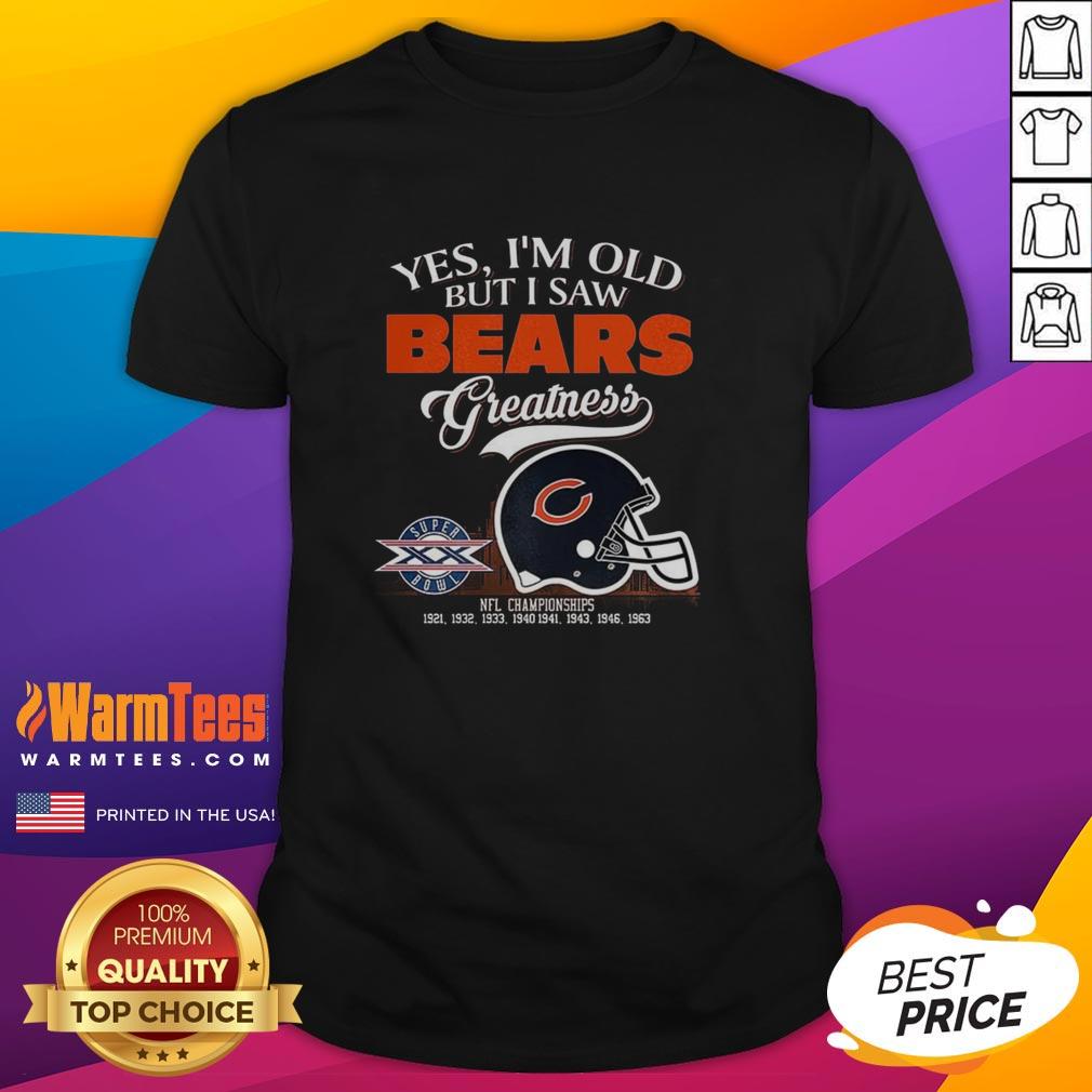 Original Yes I'm Old But I Saw Chicago Bears Greatness Super Bowl Helmet Skyline T-Shirt