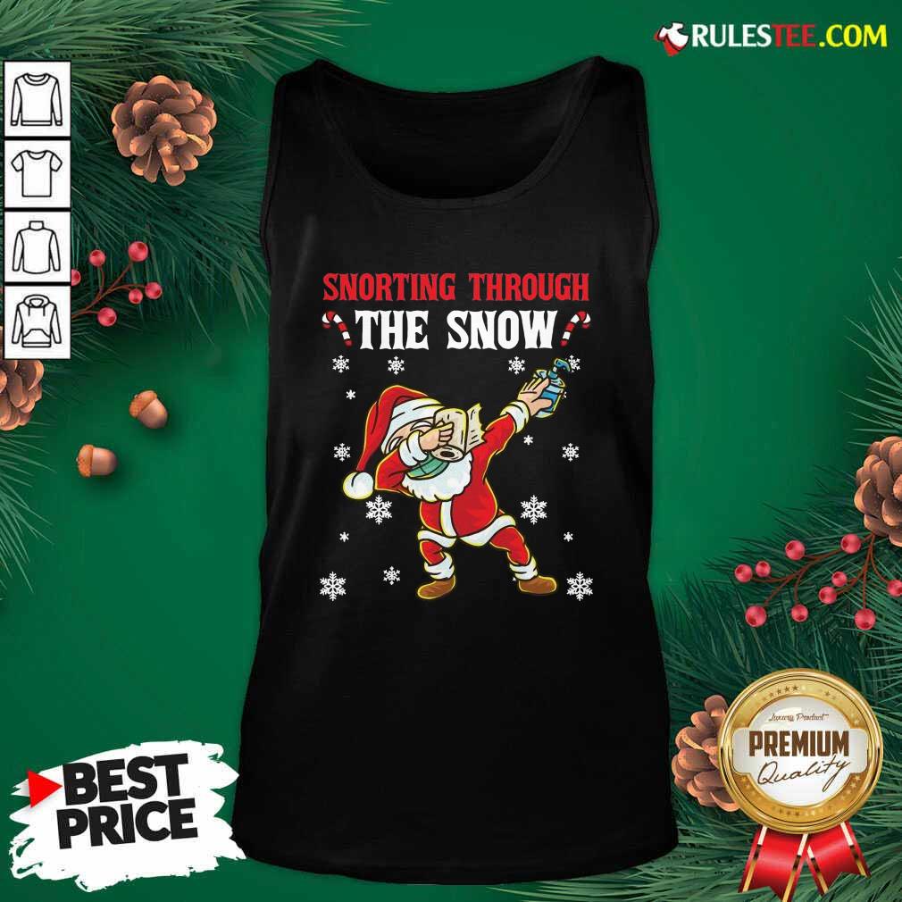 Perfect Snorting Through The Snow Dabbing Santa Claus Face Mask Toilet Paper Hand Sanitizer Christmas Shirt - Image 4