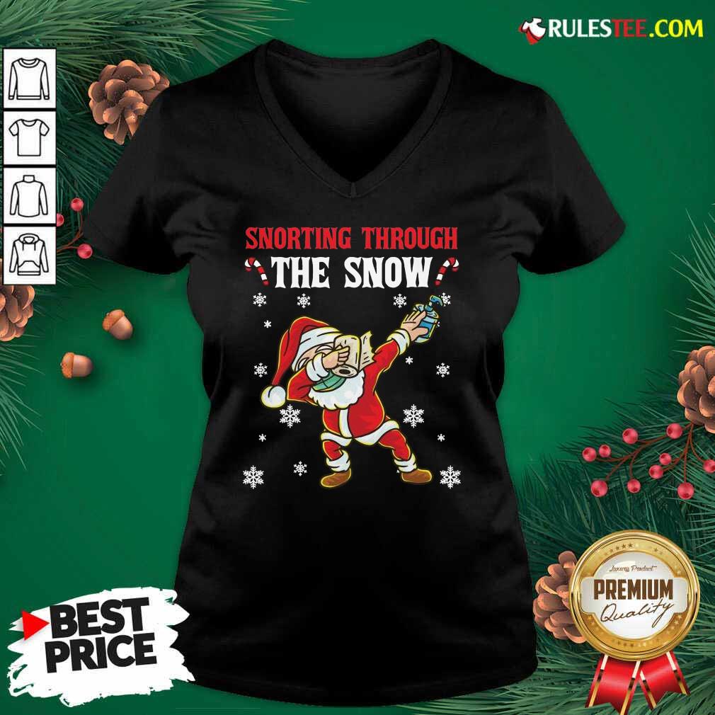 Perfect Snorting Through The Snow Dabbing Santa Claus Face Mask Toilet Paper Hand Sanitizer Christmas Shirt - Image 3