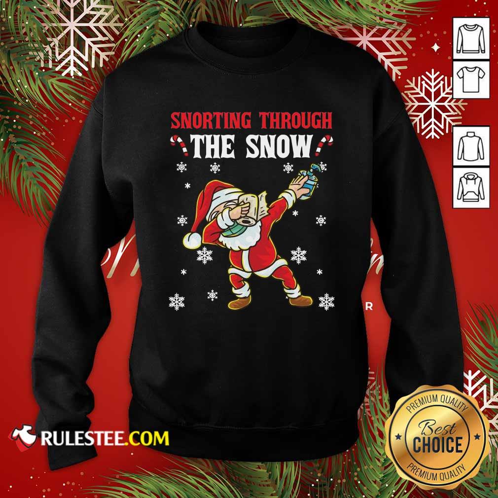 Perfect Snorting Through The Snow Dabbing Santa Claus Face Mask Toilet Paper Hand Sanitizer Christmas Shirt - Image 5
