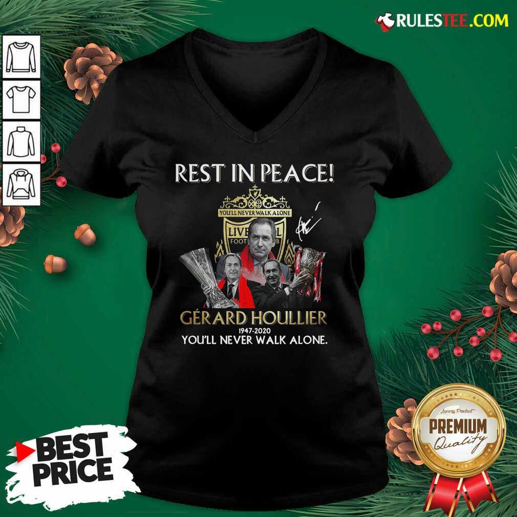Premium Liverpool Rest In Peace Gerard Houllier 1947 2020 You'll Never Walk Alone Signature Shirt - Image 3