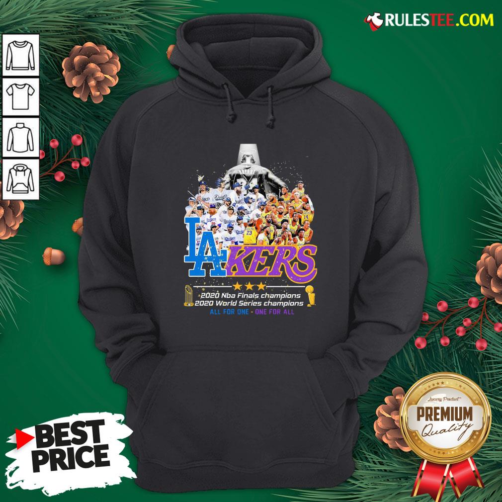 Pretty Los Angeles Dodgers And Lakers 2020 NBA Champions world series Champions All For One One For All Shirt - Image 2