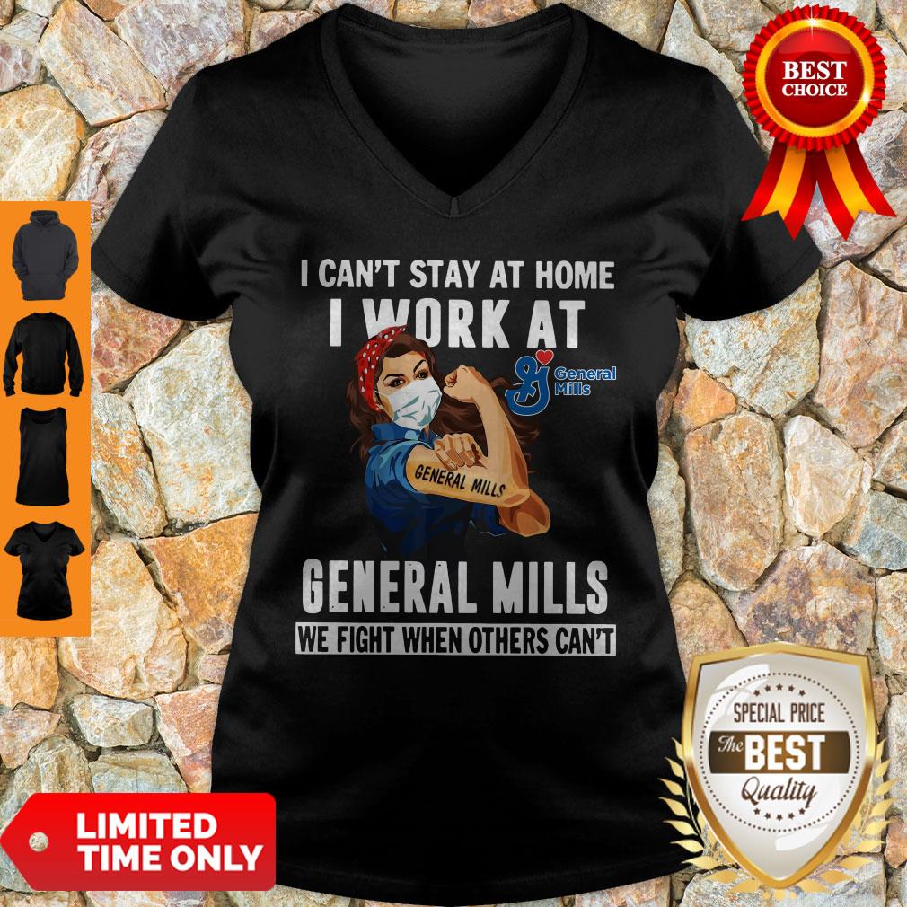 Pretty Strong Woman Face Mask I Can’t Stay At Home I Work At General Mills We Fight When Others Can’t Shirt - Image 2