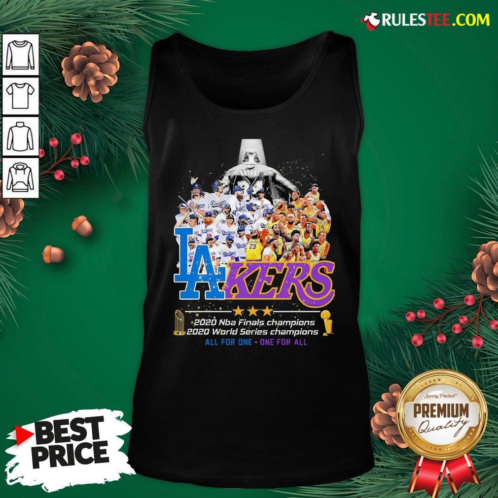 Pretty Los Angeles Dodgers And Lakers 2020 NBA Champions world series Champions All For One One For All Shirt - Image 4