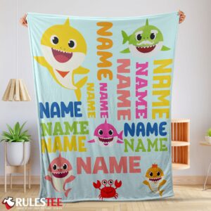 Personalized Baby Shark Blanket Fleece Customized Blanket