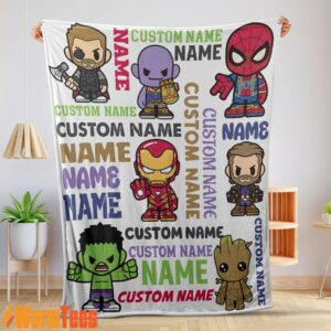 Personalized Marvel Superheroes And Thanos Blanket Fleece Customized Blanket