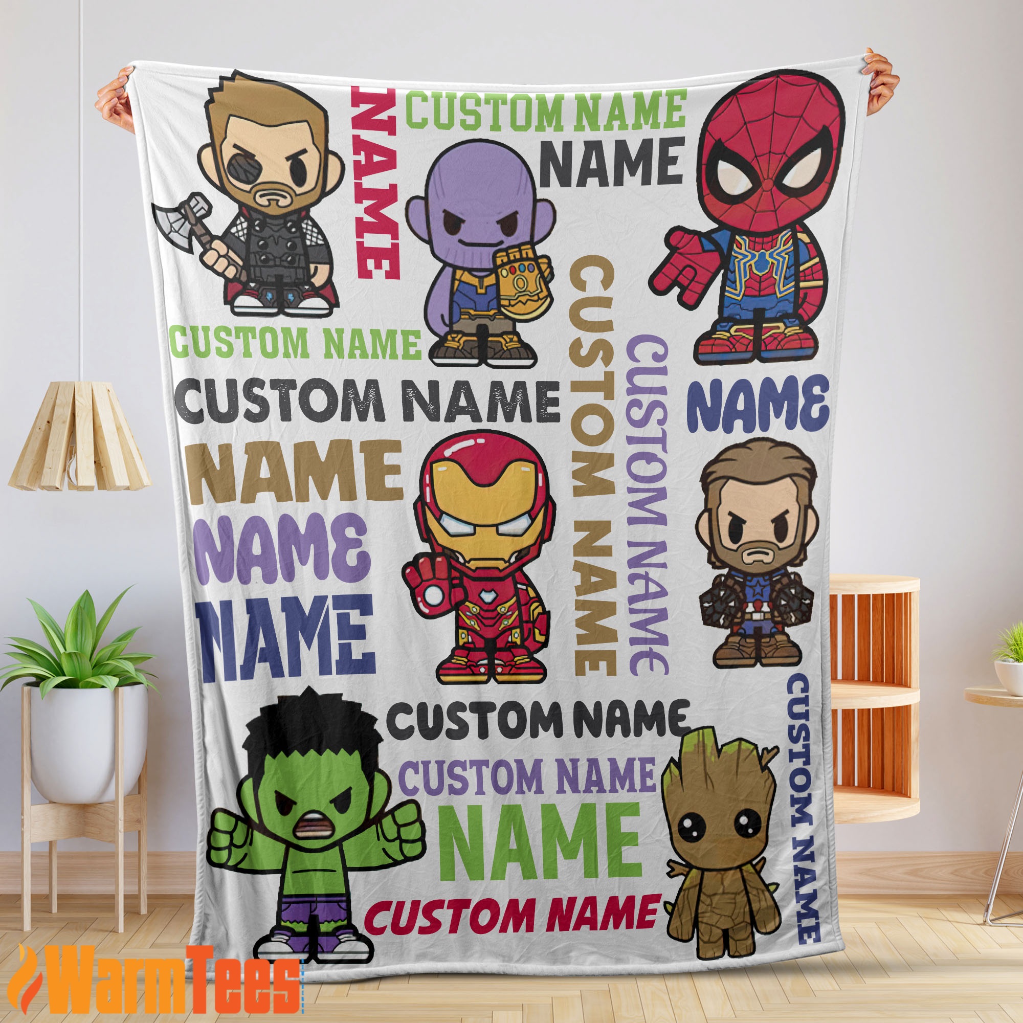 Personalized Marvel Superheroes And Thanos Blanket Fleece Customized Blanket