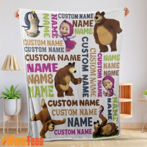 Personalized Masha And The Bear Blanket Fleece Customized Blanket