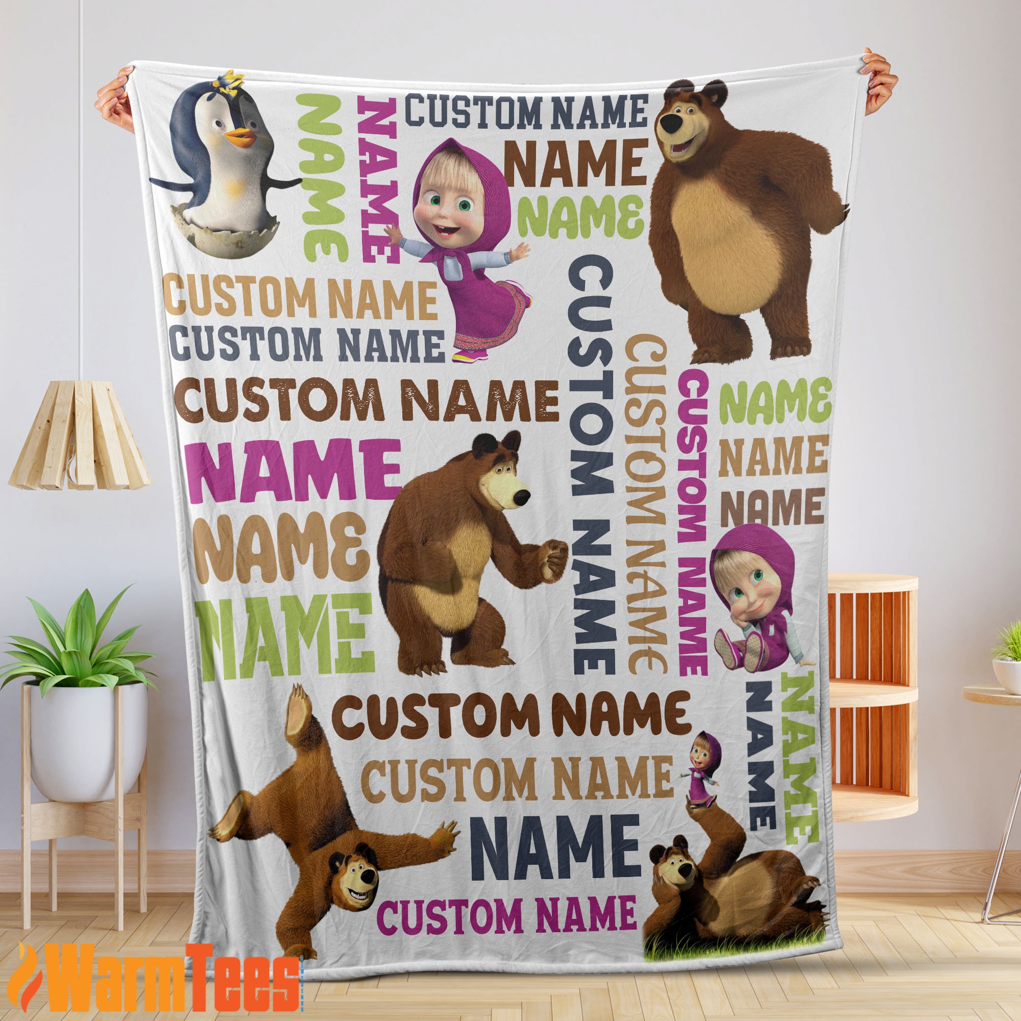 Personalized Masha And The Bear Blanket Fleece Customized Blanket