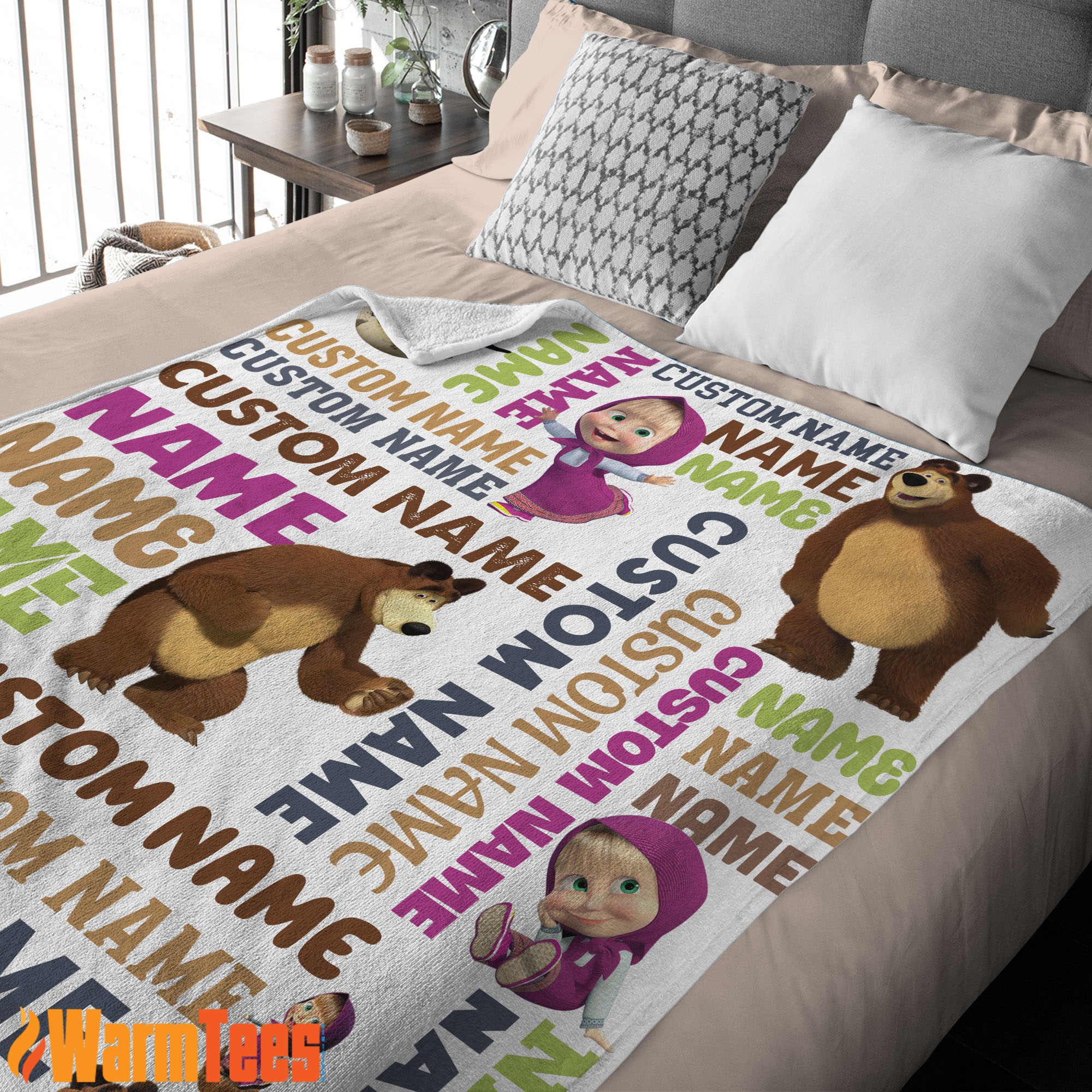 Personalized Masha And The Bear Blanket Fleece Customized Blanket - Image 3