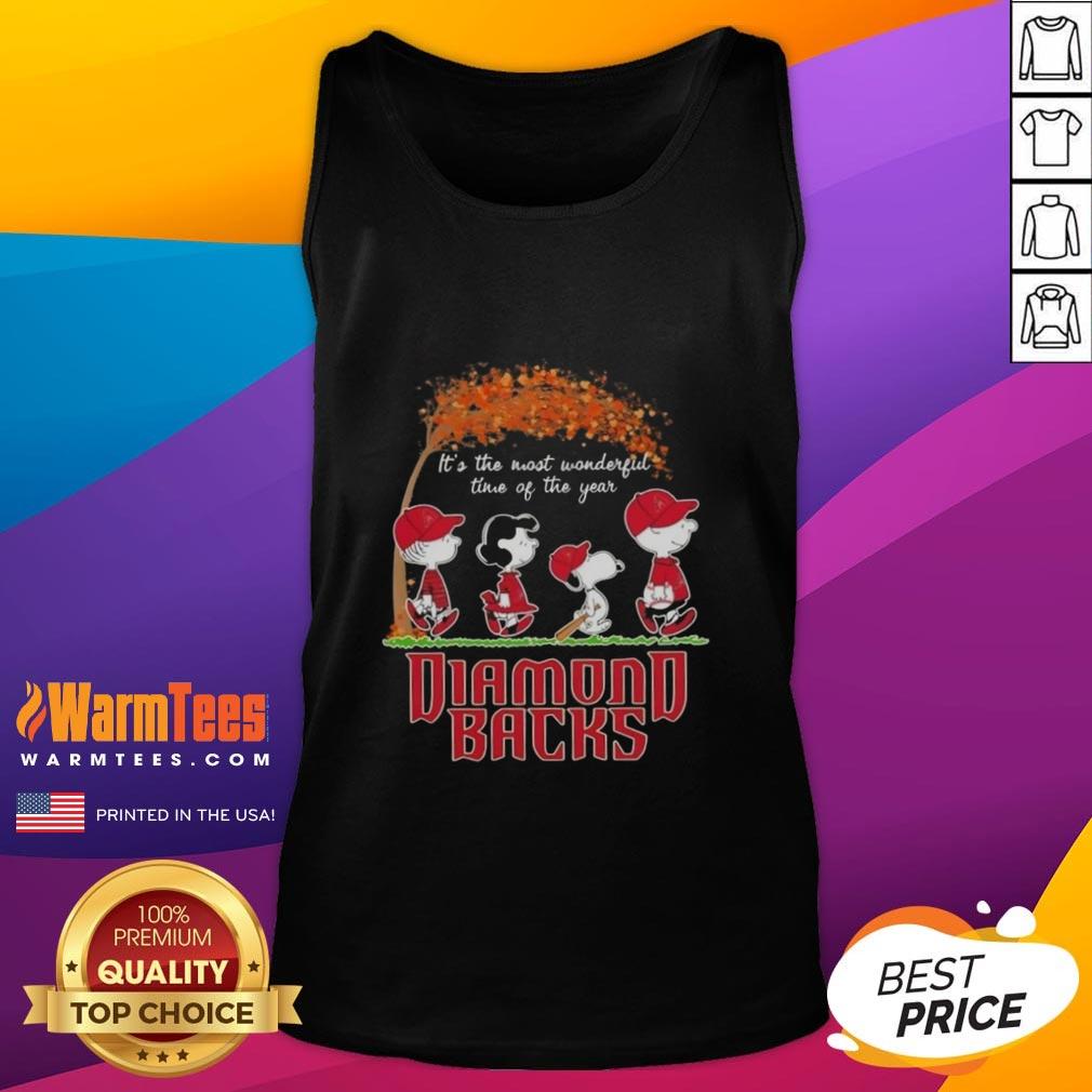 Premium Arizona Diamondbacks X Peanuts Snoopy And Friends Autumn It's The Most Wonderful Time Of The Year T-Shirt - Image 4