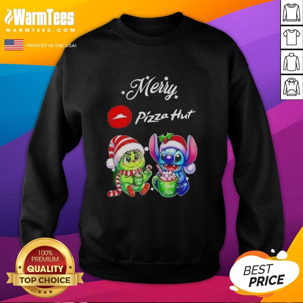 Premium Baby Grinch And Stitch X Pizza Hut Merry Christmas T-Shirt - Image 5