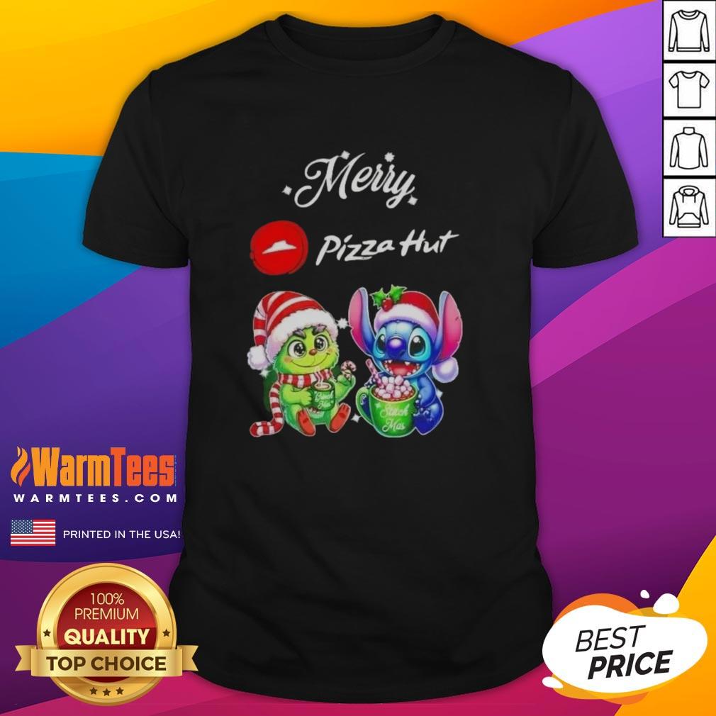 Premium Baby Grinch And Stitch X Pizza Hut Merry Christmas T-Shirt