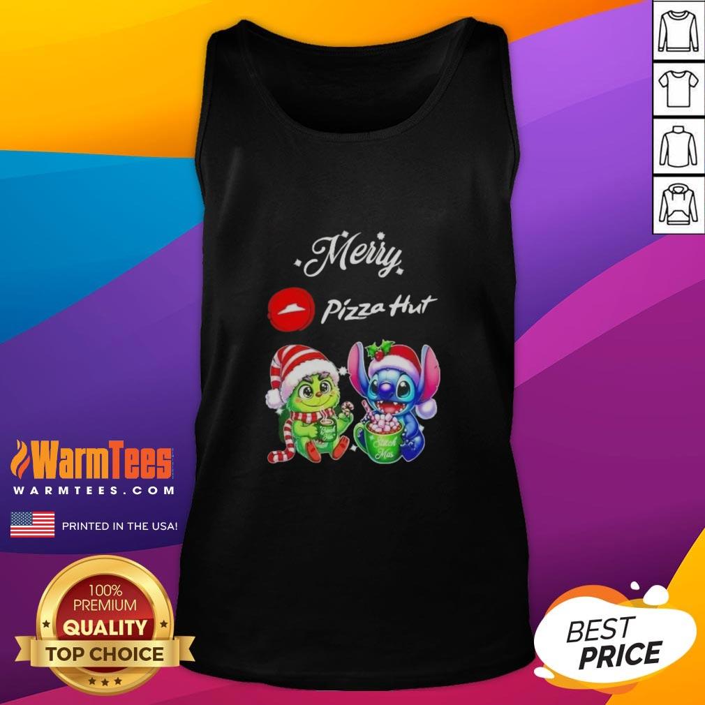 Premium Baby Grinch And Stitch X Pizza Hut Merry Christmas T-Shirt - Image 4