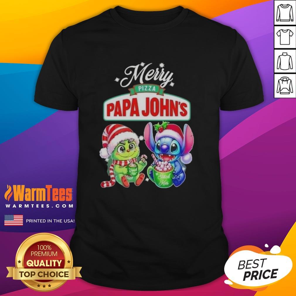 Premium Baby Grinch And Stitch X Pizza Papa John's Merry Christmas T-Shirt
