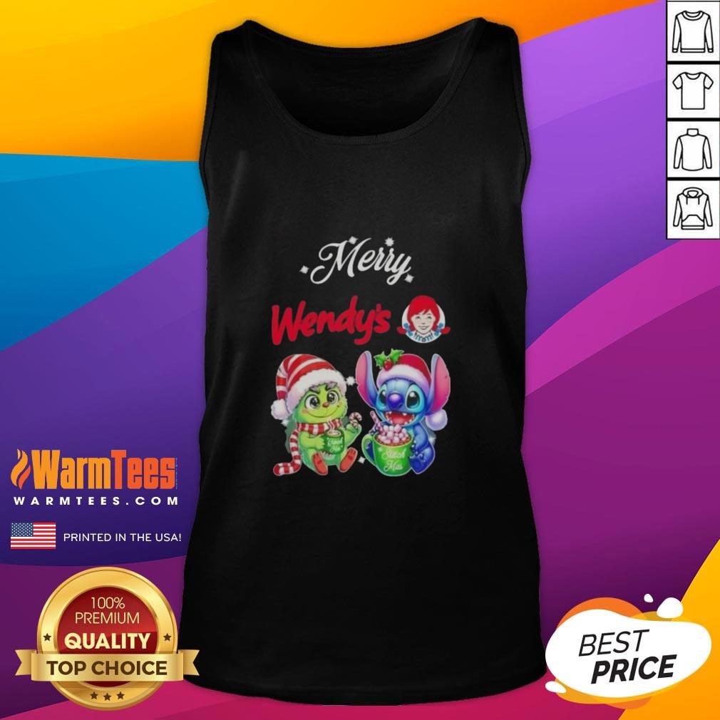Premium Baby Grinch And Stitch X Wendy's Merry Christmas T-Shirt - Image 4