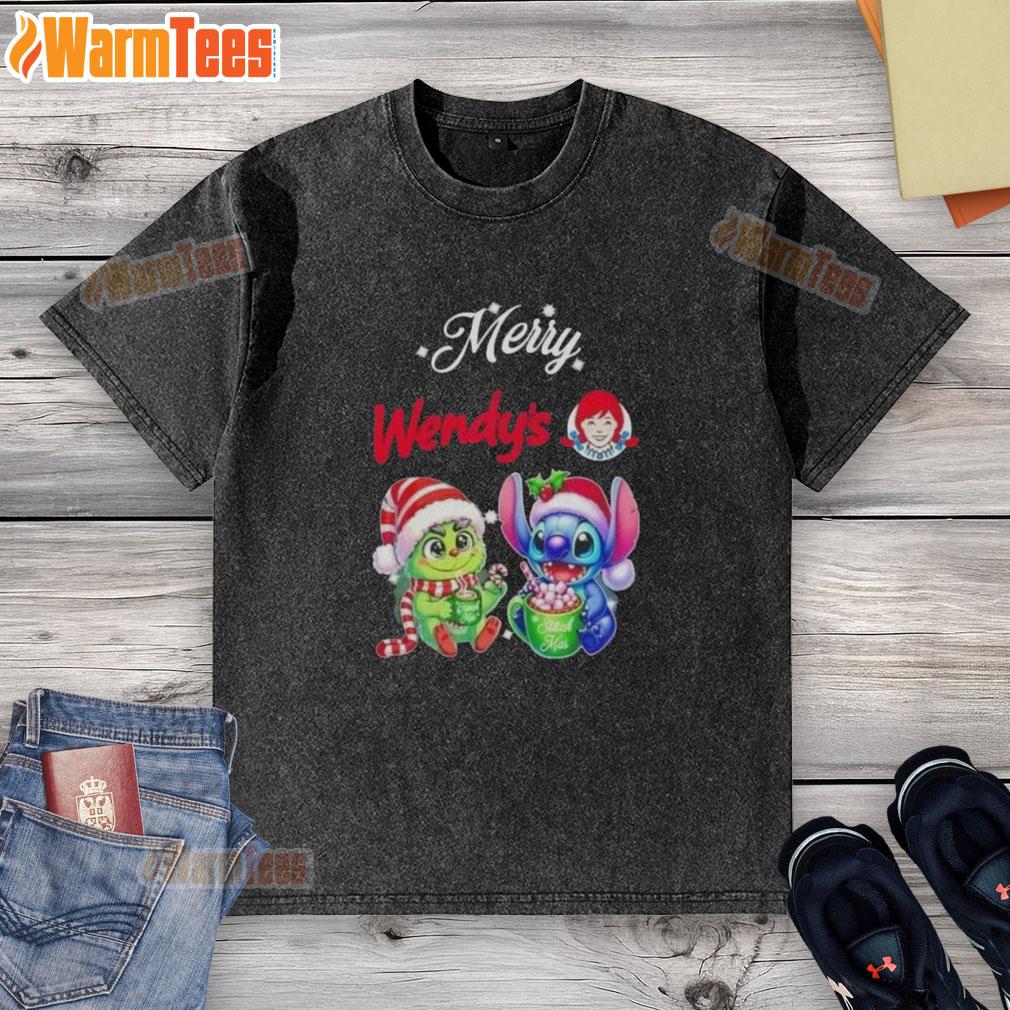 Premium Baby Grinch And Stitch X Wendy's Merry Christmas T-Shirt - Image 6