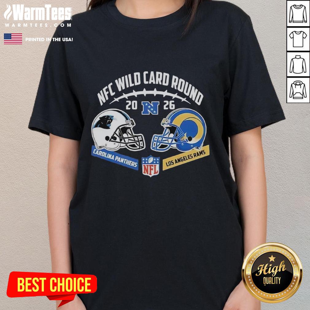 Premium Carolina Panthers Vs Los Angeles Rams Nfc Wild Card Round Helmet Matchup T-Shirt - Image 3