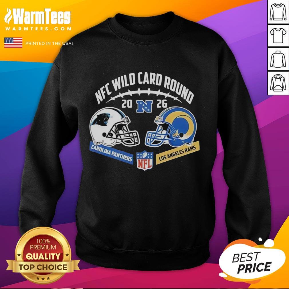 Premium Carolina Panthers Vs Los Angeles Rams Nfc Wild Card Round Helmet Matchup T-Shirt - Image 5